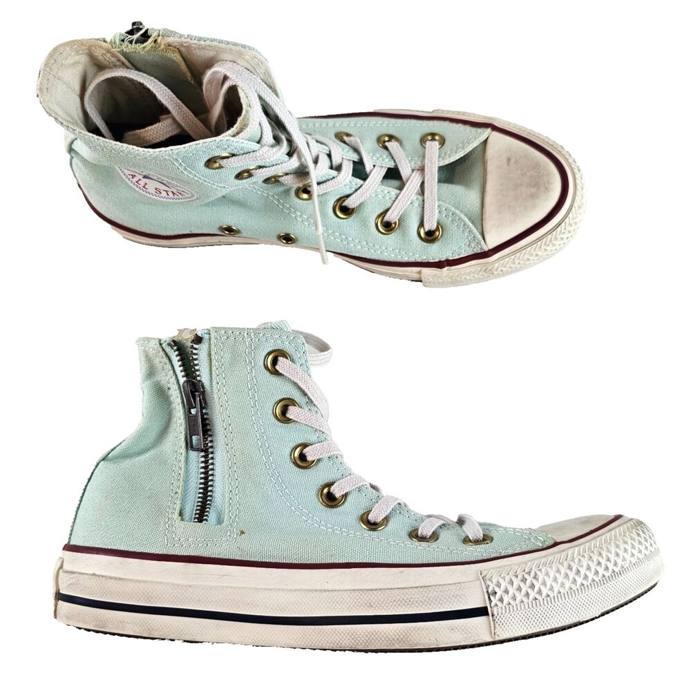 Converse Chuck Taylor All Star Womens 6 Mint Green High Top Zip Sneakers 143761C